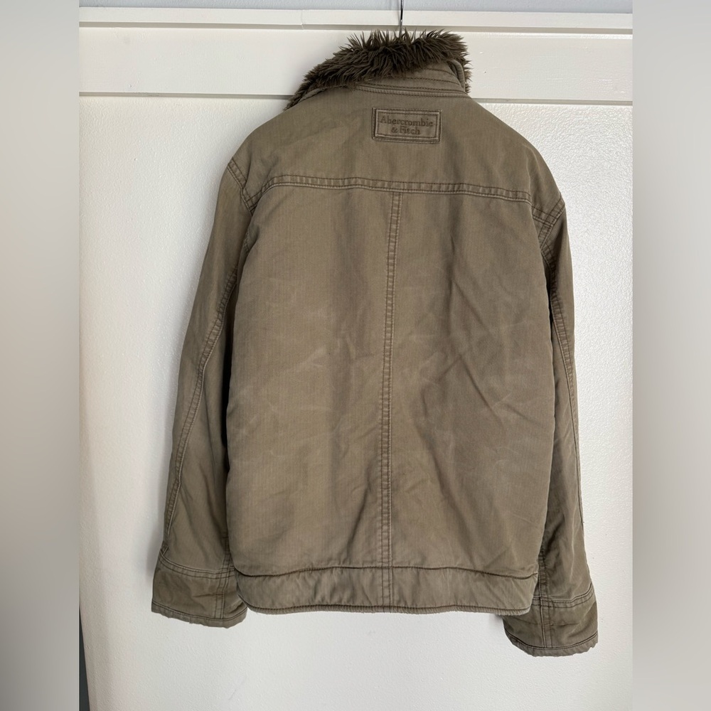 Abercrombie & Fitch Adirondack Jacket Men’s Large Faux Fur Lined Utility Coat - Picture 8 of 11
